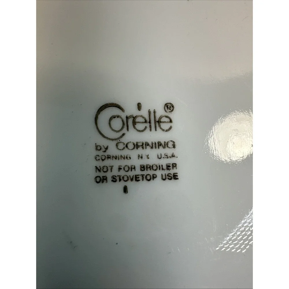 Set of 2 Corelle Cereal Bowls White with Green Band 6 1/4